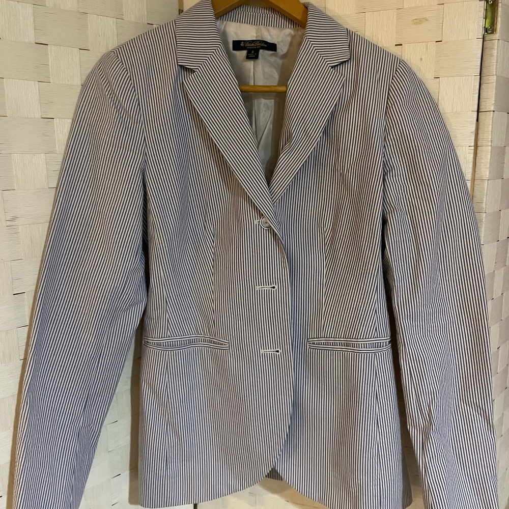 Brooks Brothers Women's Navy and White Striped Blazer